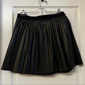 Faux Leather Pleated Skirt